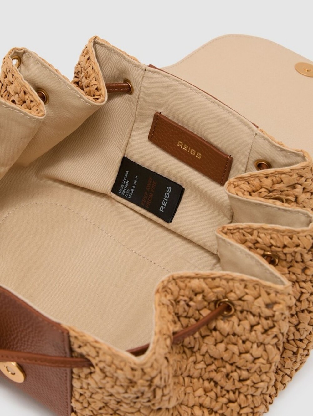 Reiss Lori Raffia-Effect and Leather Shoulder Bag in Natural - Picture 5 of 14
